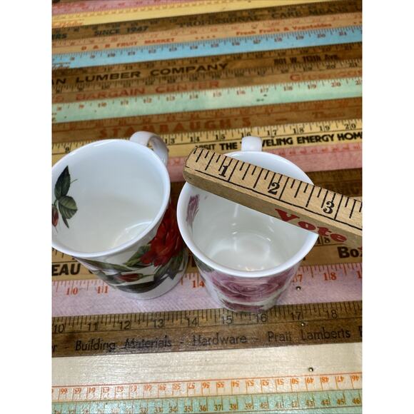 Roy Kirkham 2006 Fine Bone China Coffee Tea Cup THE ROSE COLLECTION Pair 2 Mugs - Picture 11 of 12
